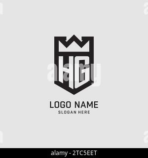 Anfängliche HG-Logo-Schildform, kreative Esport-Logo-Vektorgrafik Stock Vektor