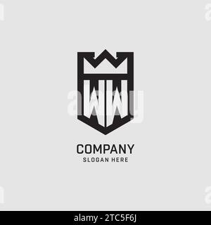 Anfängliche WW-Logo-Schildform, kreative Esport-Logo-Vektorgrafik Stock Vektor