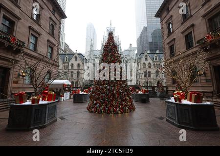 New York City, Usa. Dezember 2023. Der wunderschöne Weihnachtsbaum steht am 10. Dezember 2023 im Innenhof des Lotte New York Palace in New York, New York. (Foto: Gordon Donovan/NurPhoto) Credit: NurPhoto SRL/Alamy Live News Stockfoto