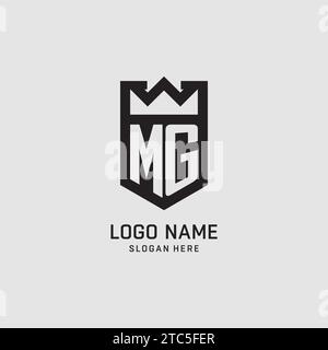 Anfängliche MG-Logo-Schildform, kreative Esport-Logo-Design-Vektorgrafik Stock Vektor