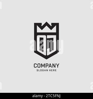 Anfängliche Schildform mit OJ-Logo, kreative Vektorgrafik mit E-Port-Logo Stock Vektor