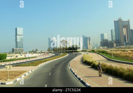 Die sich verändernde Skyline von Sharjah, VAE. Stockfoto