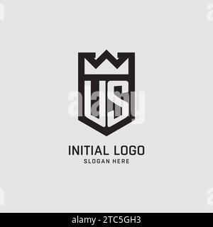 Ursprüngliche Form des US-Logos, kreative Vektorgrafik im E-Port-Logo-Design Stock Vektor