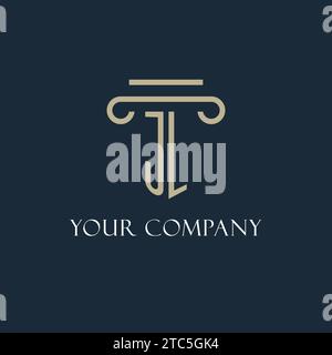 JL Initial Logo für Rechtsanwalt, Anwaltskanzlei, Anwaltskanzlei mit Design-Ideen für Säulen-Icons Stock Vektor