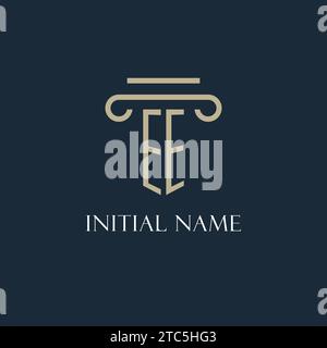 EE Initial Logo für Rechtsanwalt, Anwaltskanzlei, Anwaltskanzlei mit Designideen für Säulen-Icons Stock Vektor