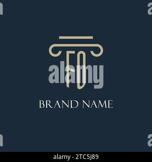 FO Anfangslogo für Rechtsanwalt, Anwaltskanzlei, Anwaltskanzlei mit Design-Ideen für Säulen-Icons Stock Vektor