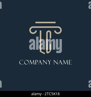 LC-Anfangslogo für Rechtsanwalt, Anwaltskanzlei, Anwaltskanzlei mit Design-Ideen für Säulen-Icons Stock Vektor