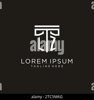 LZ Initial-Logo mit geometrischem Säulendesign, kreativem, modernem Logo der Anwaltskanzlei Stock Vektor
