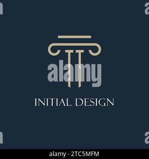TT Initial Logo für Rechtsanwalt, Anwaltskanzlei, Anwaltskanzlei mit Design-Ideen für Säulen-Icons Stock Vektor