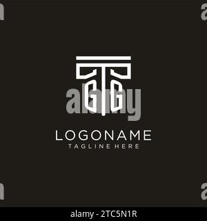 GG Initial Logo mit geometrischem Säulendesign und kreativem, modernem Logo der Anwaltskanzlei Stock Vektor