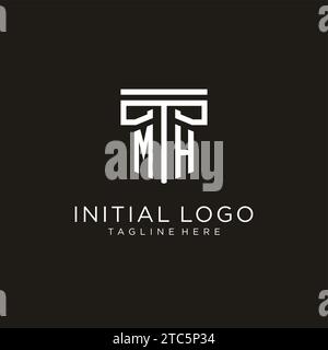 MH Initial-Logo mit geometrischem Säulendesign, kreativem, modernem Logo der Anwaltskanzlei Stock Vektor