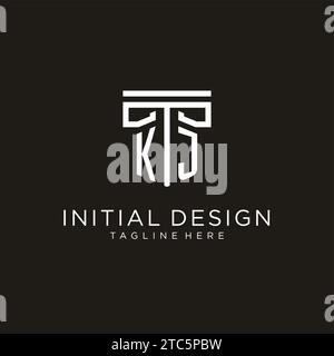 KJ Initial-Logo mit geometrischem Säulendesign, kreativem, modernem Logo der Anwaltskanzlei Stock Vektor