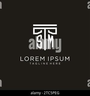 SM Initial Logo mit geometrischem Säulendesign und kreativem, modernem Logo für Anwaltskanzleien Stock Vektor