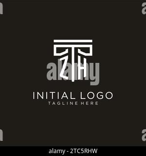 ZH Initial Logo mit geometrischem Säulendesign, kreativem, modernem Logo für Anwaltskanzleien Stock Vektor