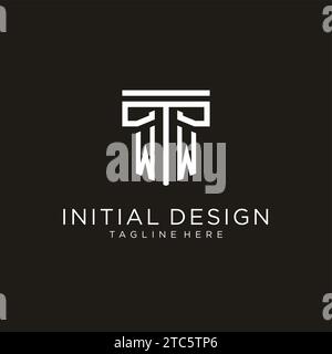 WW Initial Logo mit geometrischem Säulendesign, kreativem, modernem Logo der Anwaltskanzlei Stock Vektor