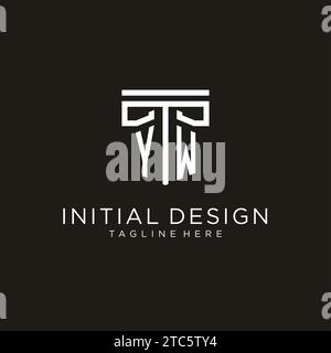 YW Initial Logo mit geometrischem Säulendesign und kreativem, modernem Logo der Anwaltskanzlei Stock Vektor