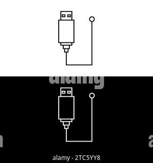 Symbole für USB-Kabel. Kabel für den Eingang eines elektronischen Geräts Stock Vektor