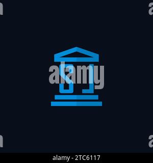 SL Initial-Logo-Monogramm mit einfachen Design-Ideen für das Gebäude des Gerichtsgebäudes Stock Vektor