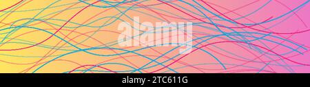 Bunte pastellfarbene Wellenlinien abstrakter minimaler Hintergrund. Vektorbanner-Design Stock Vektor