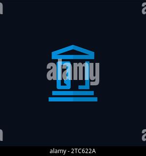 QL-Initial-Logo-Monogramm mit einfachen Design-Ideen für das Gebäude des Gerichtsgebäudes Stock Vektor