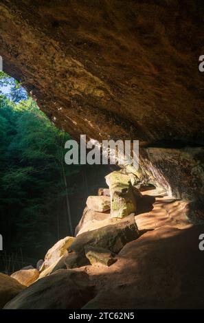 Ash Cave und Old man’s Cave, Hocking Hills State Park in der Hocking Hills Region im Hocking County, Ohio, USA Stockfoto
