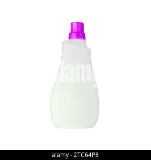 Waschmittelflasche für flüssiges Waschmittel oder Reinigungsmittel oder Bleiche oder Weichspüler isoliert auf weißem Hintergrund Stockfoto