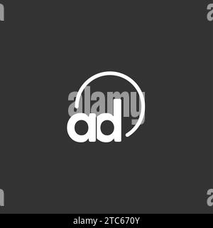 Erstes Logo der ANZEIGE mit abgerundeter Kreisvektorgrafik Stock Vektor