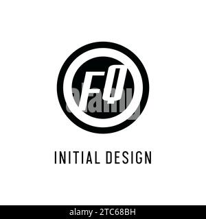 Anfängliche konzentrische Kreislinie des FQ-Logos, klare und einfache Vektorgrafik im Monogramm-Logo-Stil Stock Vektor