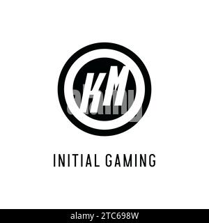 Erste KM-Logo konzentrische Kreislinie, klare und einfache Vektorgrafik im Monogramm-Logo-Stil Stock Vektor