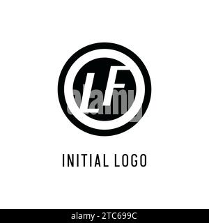 Ursprüngliche konzentrische Kreislinie des LF-Logos, klare und einfache Vektorgrafik im Monogramm-Logo-Stil Stock Vektor