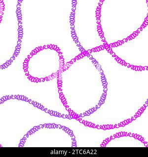 Naives nahtloses Schnörkelmuster mit bunten strukturierten Wellenlinien auf hellem Hintergrund. Kreativer abstrakter Zeichenhintergrund im Squiggle-Stil Stock Vektor