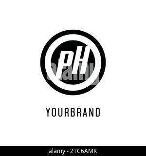 Anfängliche konzentrische Kreislinie des PH-Logos, klare und einfache Vektorgrafik im Monogramm-Logo-Stil Stock Vektor