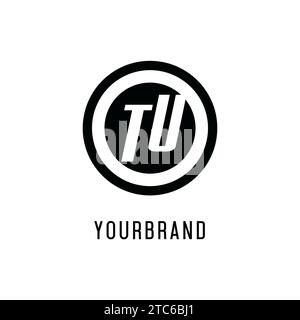 Anfängliche konzentrische Kreislinie des TU-Logos, klare und einfache Vektorgrafik im Monogramm-Logo-Stil Stock Vektor