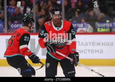 Sankt Petersburg, Russland. Dezember 2023. Div Chernysheva Hockey Club-Spieler Dmitri Sychev (55), der während des KHL All-Star Game auf dem dritten Platz zwischen Div. In Aktion war Bobrova und Div Chernysheva in der SKA Arena. (Endpunktzahl; Div Bobrova 7:4 Div Chernysheva) (Foto: Maksim Konstantinov/SOPA Images/SIPA USA) Credit: SIPA USA/Alamy Live News Stockfoto