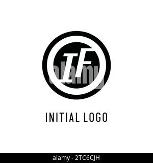 Anfängliche IF-Logo-konzentrische Kreislinie, klare und einfache Vektorgrafik im Monogramm-Logo-Stil Stock Vektor