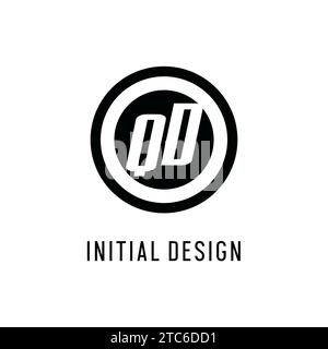 Erste konzentrische Kreislinie des QD-Logos, klare und einfache Vektorgrafik im Monogramm-Logo-Stil Stock Vektor