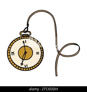Vintage Gold Zeiger Uhr isoliert auf weißem Hintergrund, Vektor-Illustration Stock Vektor