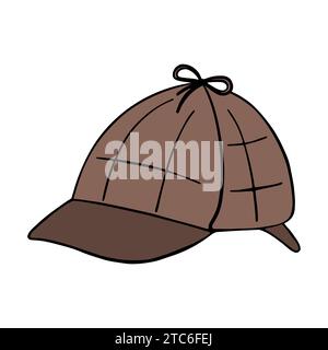 vektor-Doodle-Hut von Sherlock Holmes, Accessoire, Kopfschmuck eines englischen Detektivs. Stock Vektor