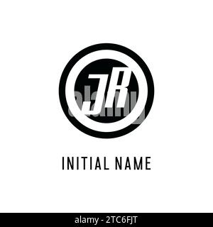 Ursprüngliche konzentrische Kreislinie des JR-Logos, klare und einfache Vektorgrafik im Monogramm-Logo-Stil Stock Vektor