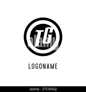 Anfängliche konzentrische Kreislinie des TG-Logos, klare und einfache Vektorgrafik im Monogramm-Logo-Stil Stock Vektor