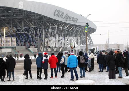 Sankt Petersburg, Russland. Dezember 2023. Die SKA Arena wurde in St. Petersburg, Russische Föderation. Diese Eishockeyarena ist die größte der Welt und bietet Platz für 21.542 Personen. (Foto: Maksim Konstantinov/SOPA Images/SIPA USA) Credit: SIPA USA/Alamy Live News Stockfoto