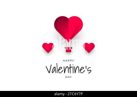 Happy Valentine's Day Card mit roten Herzballons auf weißem Hintergrund. Valentinstag-Poster oder Banner Stock Vektor