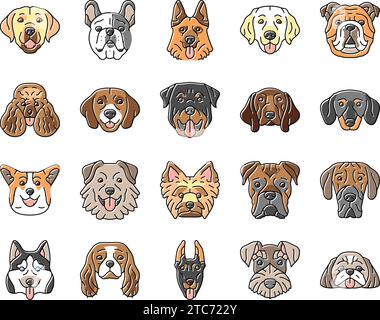Hund Hündchen Tierfreund niedliche Symbole setzen den Vektor Stock Vektor