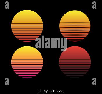 Einfache Retro Sunset Hintergrund Design Vektor Illustration. Stock Vektor