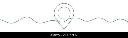 Durchgehende Linienzeichnung des GPS-Pins. Hintergrund einer Zeichnung mit einer Linie. Vektorabbildung. Symbol für einzeilige Kartenstecknadel. Stock Vektor