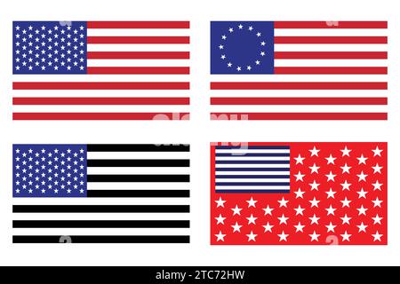 Flagge der Vereinigten Staaten von Amerika, amerikanische Flagge Fotos Vektor-Illustration. Stock Vektor