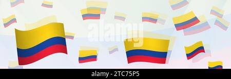 Abstraktes Design mit kolumbianischer Flagge auf einem Banner. Abstraktes Hintergrunddesign mit Nationalflaggen. Vektorabbildung. Stock Vektor