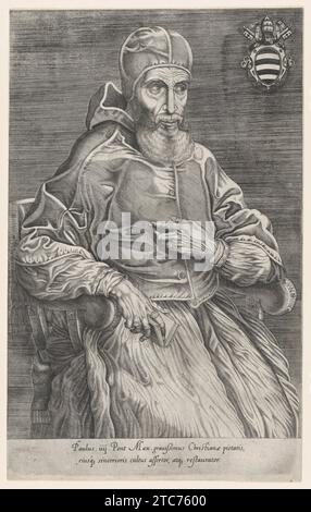 Porträt von Papst Paulus IV. 1949 von Nicolas Beatrizet Stockfoto