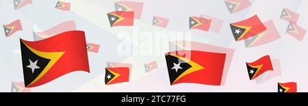 Abstraktes Design auf einem Banner mit Flaggenmotiv von Osttimor. Abstraktes Hintergrunddesign mit Nationalflaggen. Vektorabbildung. Stock Vektor