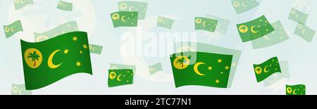 Abstraktes Design mit Flaggenmotiv auf einem Banner auf den Kokosinseln. Abstraktes Hintergrunddesign mit Nationalflaggen. Vektorabbildung. Stock Vektor